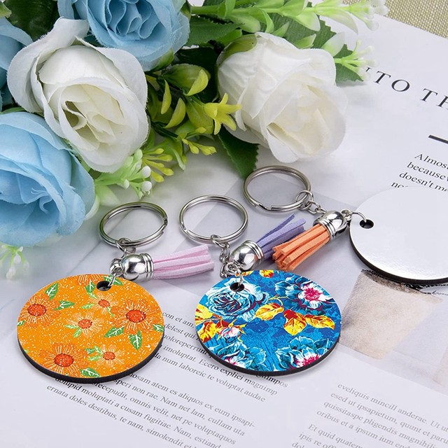 240 Pieces Sublimation Blanks Keychain Set Round Key Rings